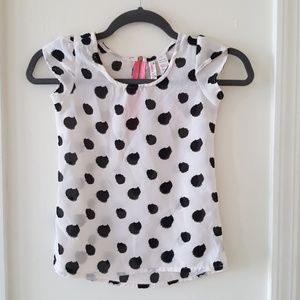 Girls black and white polka dot blouse -0011